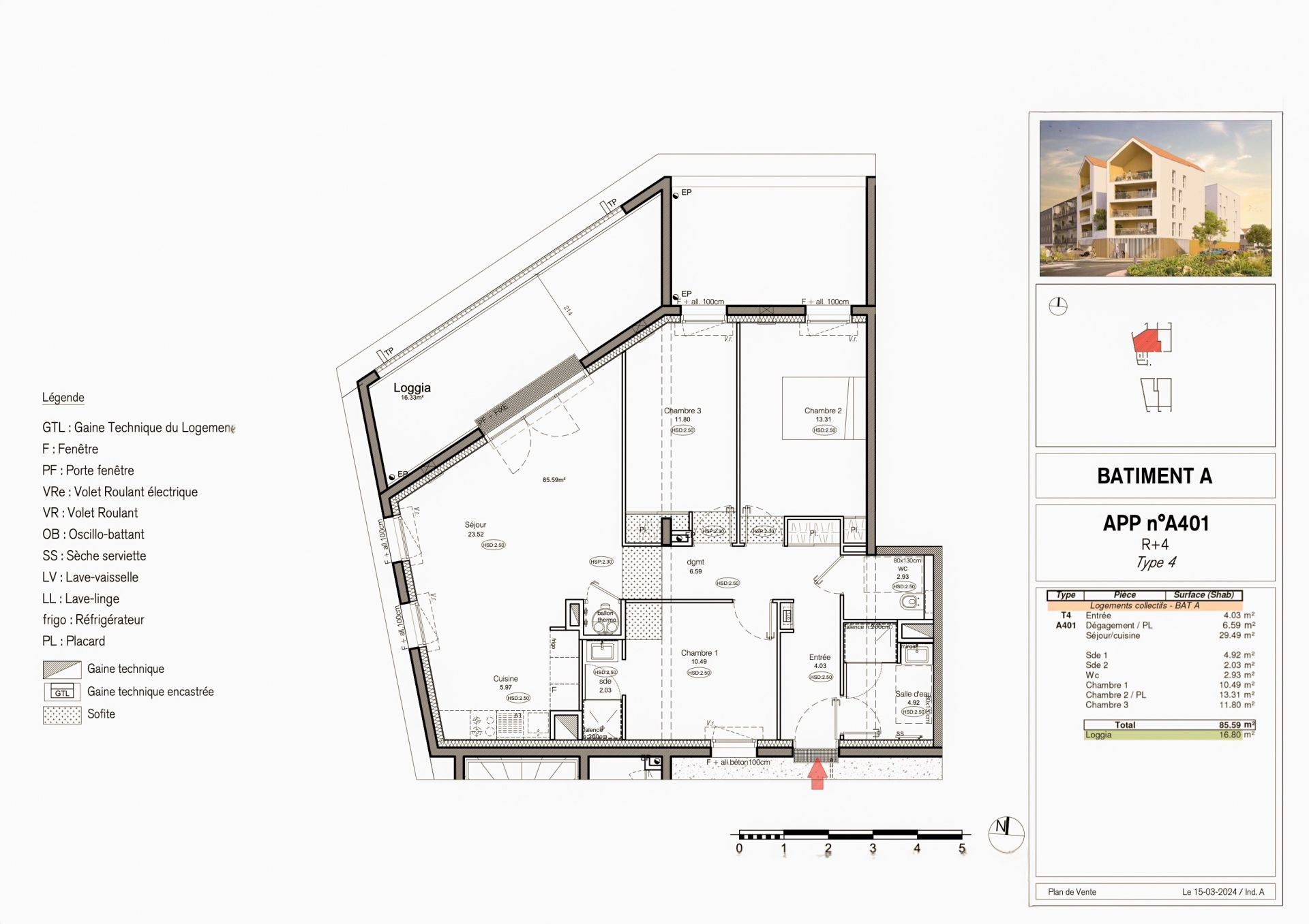 apartment 4 rooms for sale on LA ROCHELLE (17000)