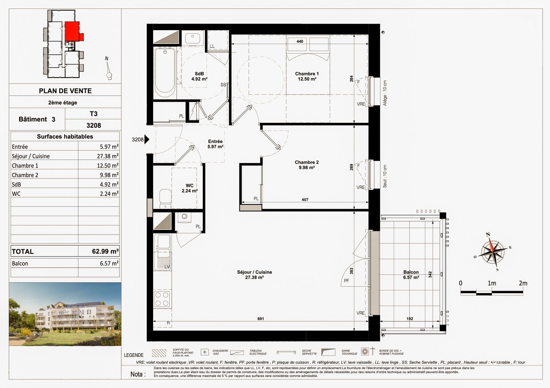 apartment 3 rooms for sale on PORNICHET (44380)