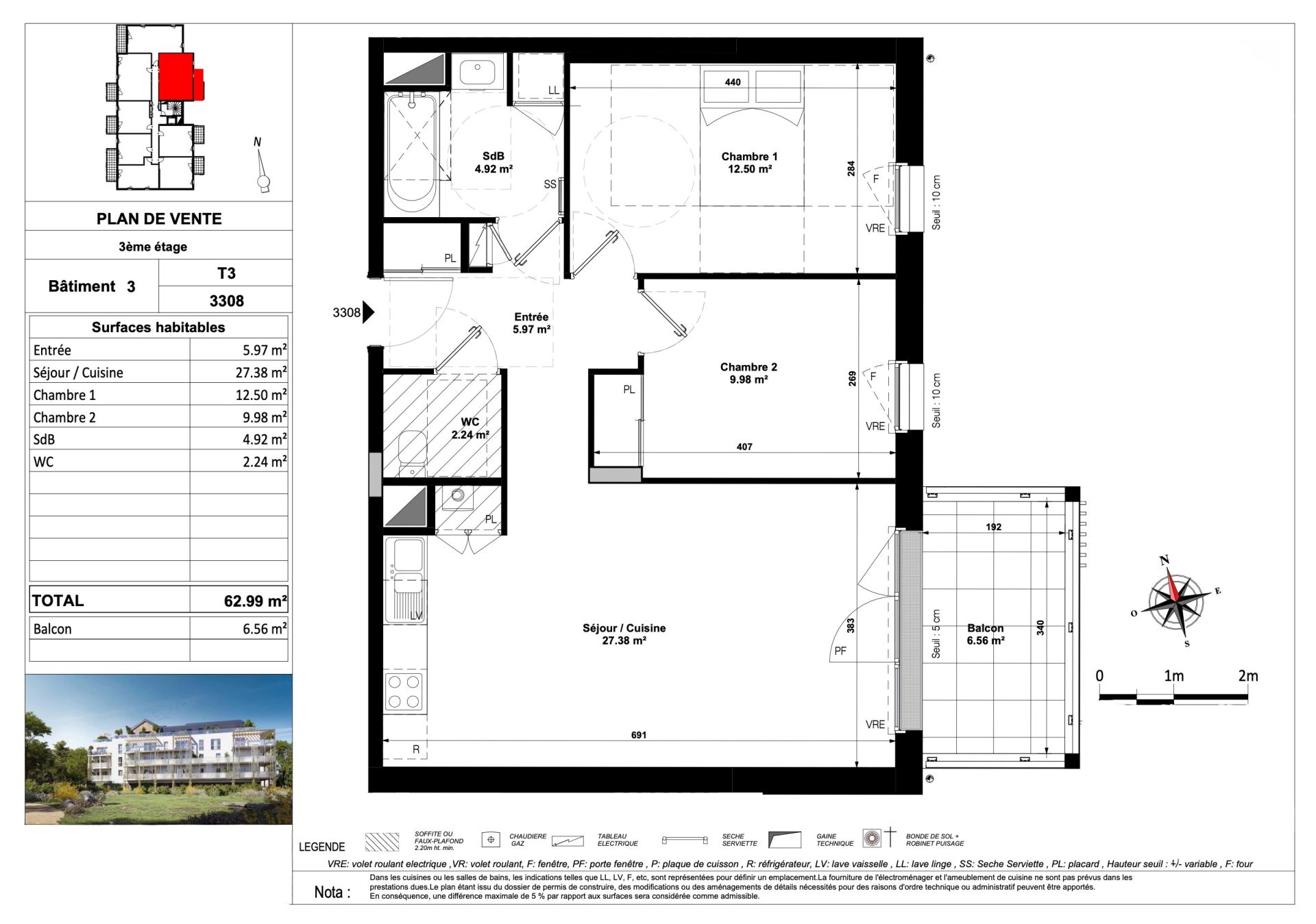 apartment 3 rooms for sale on PORNICHET (44380)