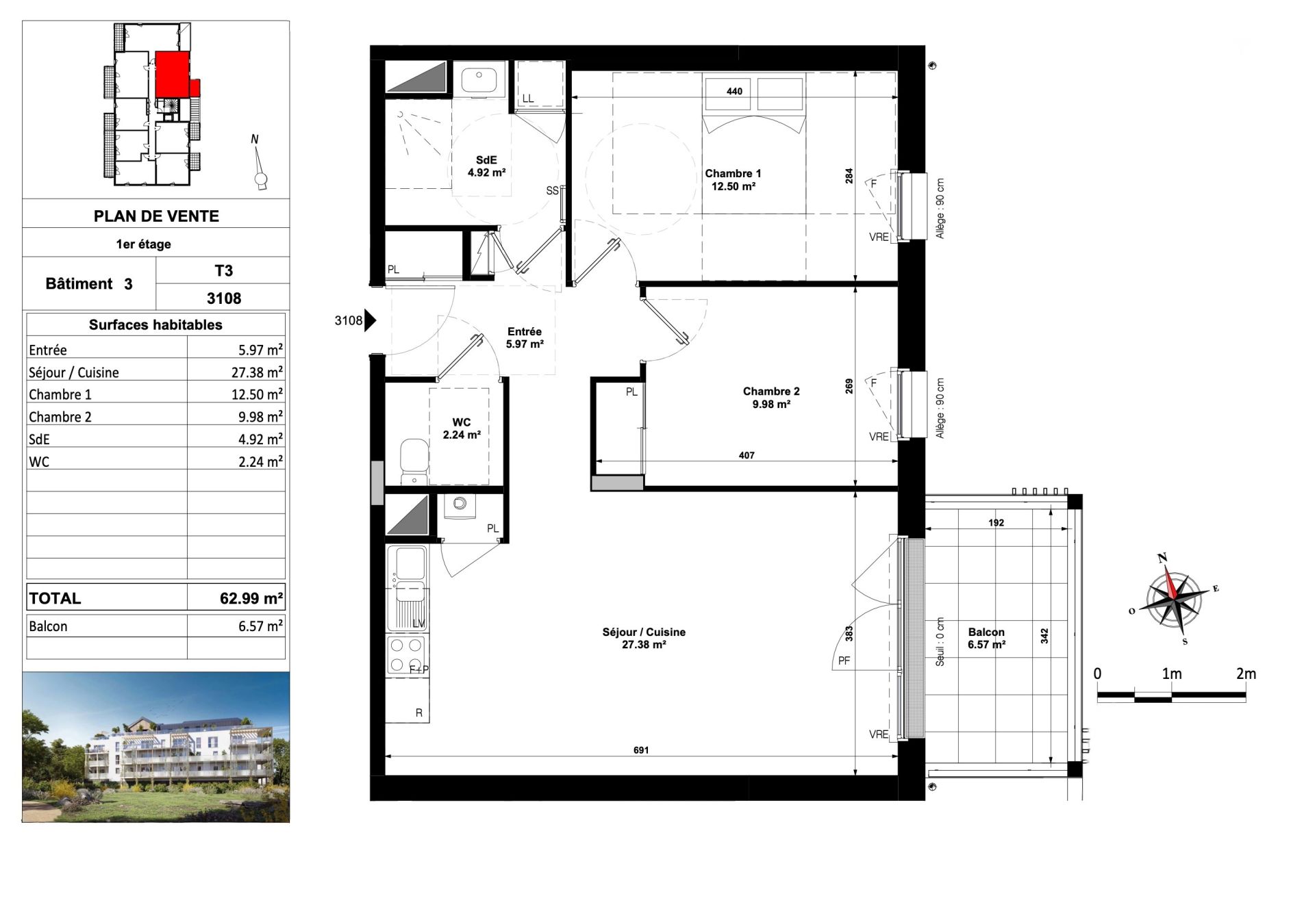 apartment 3 rooms for sale on PORNICHET (44380)